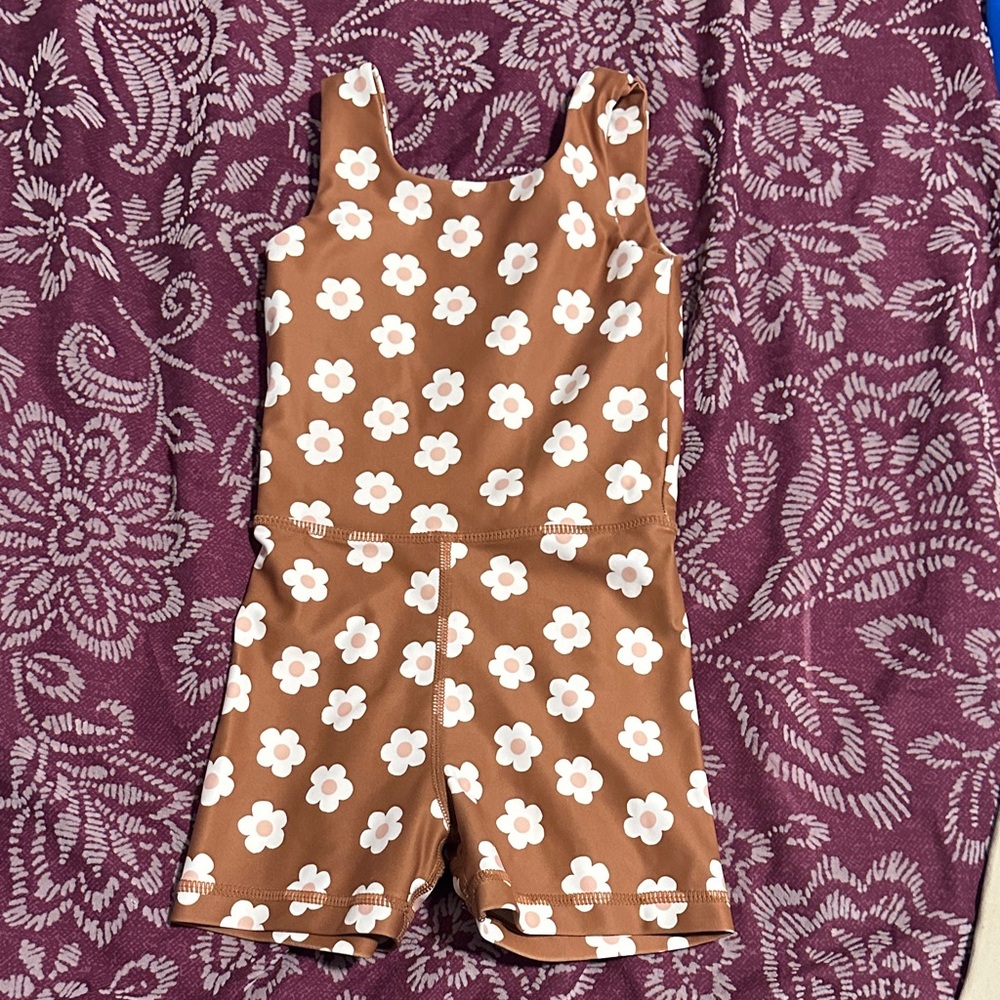 Charming Floral Kids Romper in Brown